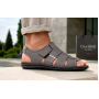 Sandale bărbătești gri din piele naturală cu închidere velcro și talpă confortabilă GKR47GB
